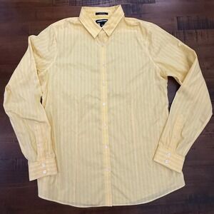 Lands' End 12T Yellow Striped Long Sleeve Button-Up Shirt women's Top